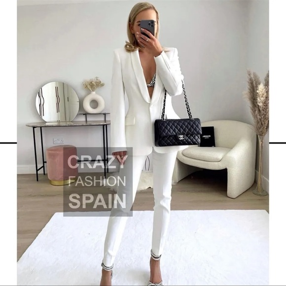 Zara Pants - Zara Oyster White Jogger Waist Elastic Back Pleat Front Trousers